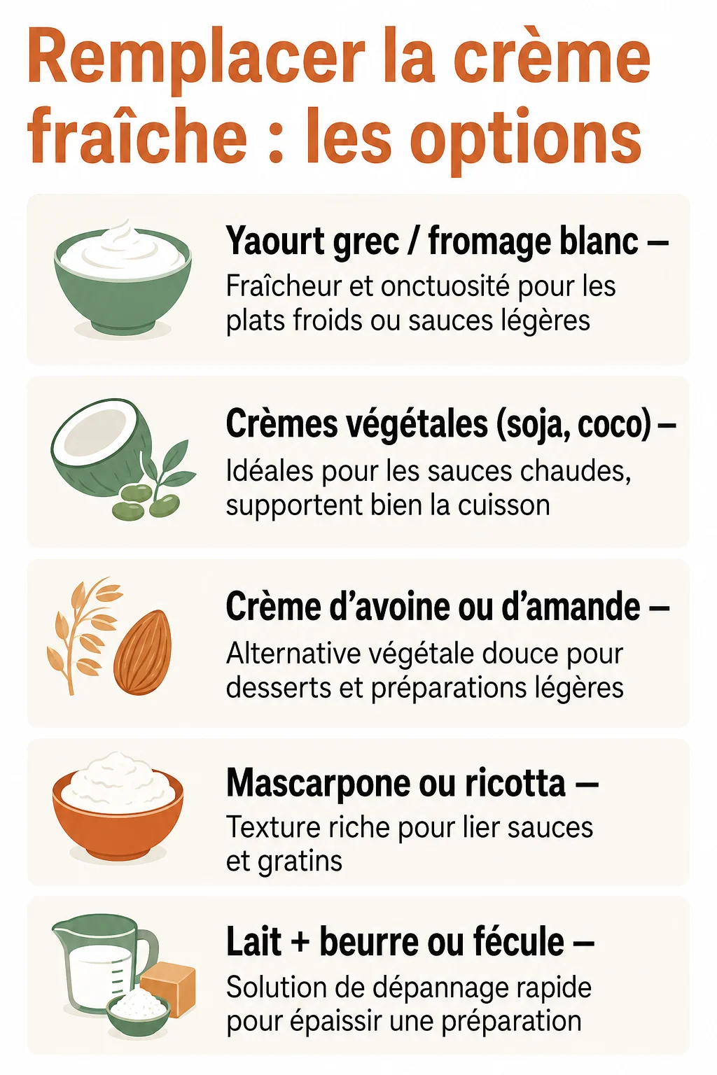 Remplacer la crème fraîche : les options